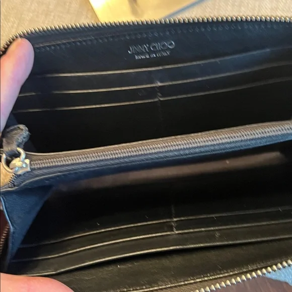 Jimmy Choo Black Leather Star-Stud Zip Wristlet GUC leather is so nice - Picture 9 of 11